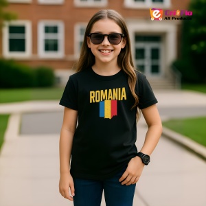 Tricou Romania tricolor old cu text Negru |Colectia Tricouri Romania - Img 8