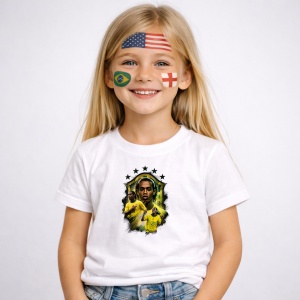 Tricou Ronaldinho Brazil World Cup Fifa 2026, din bumbac 100%, tricou alb, Copii | Dama | Barbat - Img 2