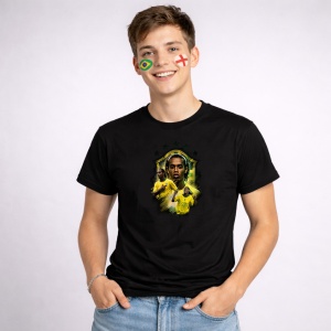 Tricou Ronaldinho Brazil World Cup Fifa 2026, din bumbac 100%, tricou negru, Copii | Dama | Barbat - Img 3