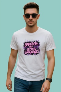 Tricou Sarcasm My Second Language Text Roz, Copii | Dama | Barbat - Img 2