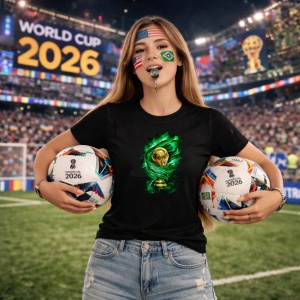 Tricou Saudi World Cup Fifa 2026, din bumbac 100%, tricou negru, Copii | Dama | Barbat - Img 9