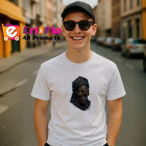 Tricou Schelet vrajitor cu palarie si flacari fundal alb Copii | Dama | Barbat - Img 6