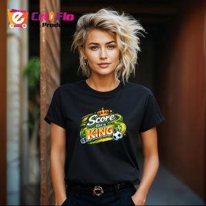 Tricou Score Like A King Minge Fotbal Coroana Aurie V1, din bumbac 100%, tricou negru Copii | Dama | Barbat - Img 8