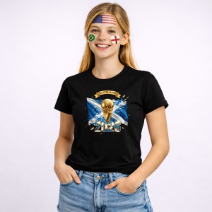 Tricou Scotland World Cup 2026 Fifa V2, din bumbac 100%, tricou negru, Copii | Dama | Barbat - Img 3