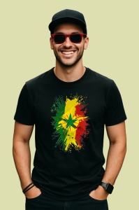 Tricou Senegal Steag Splash Art, Copii | Dama | Barbat, culoare negru - Img 2