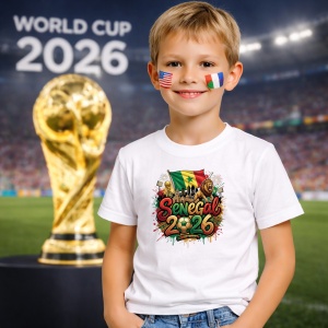 Tricou Senegal World Cup 2026 Fifa, din bumbac 100%, tricou alb, Copii | Dama | Barbat - Img 5