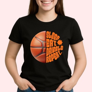 Tricou Seppe Eat Dribble Reapeat Basketball Negru, Copii | Dama | Barbat