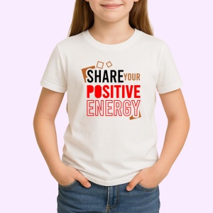 Tricou Share Your Positive Energy Text Rosu V2, din bumbac 100% , tricou alb pentru Copii | Dama | Barbat