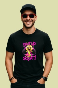 Tricou Shut Up And Squat Roz Haltere, Copii | Dama | Barbat, culoare negru - Img 2