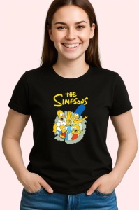 Tricou Simpson familia reunita ridicand mainile in semn de victorie, Copii | Dama | Barbat , tricou negru - Img 3