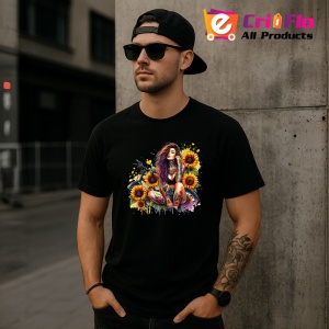 Tricou Sitting bike sunflower tattooed woman, femeie tatuata asezata cu bicicleta si floarea soarelui, Copii | Dama | Barbat , tricou negru - Img 11