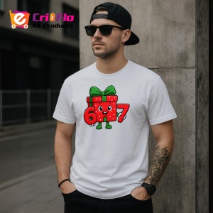 Tricou SIX SEVEN 67 Cadou Craciun Vesel, din bumbac 100%, tricou alb, Copii | Dama | Barbat - Img 2