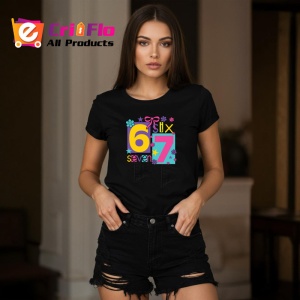 Tricou SIX SEVEN 67 Colorat Fundita, din bumbac 100%, tricou negru, Copii | Dama | Barbat