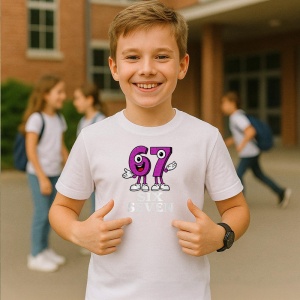 Tricou SIX SEVEN 67 Colorful Numbers Party, din bumbac 100%, tricou alb, Copii | Dama | Barbat
