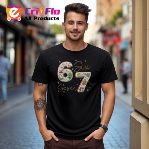 Tricou SIX SEVEN 67 Decor Elegant Scribble, din bumbac 100%, tricou negru, Copii | Dama | Barbat - Img 3