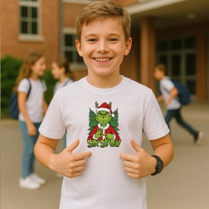 Tricou SIX SEVEN 67 Grinch Craciun, din bumbac 100%, tricou alb, Copii | Dama | Barbat - Img 2