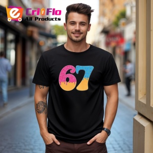 Tricou SIX SEVEN 67 Inghetata Colorata, din bumbac 100%, tricou negru, Copii | Dama | Barbat - Img 3