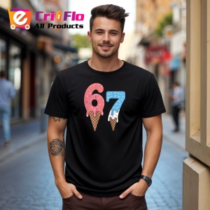 Tricou SIX SEVEN 67 Inghetata Dubla Color, din bumbac 100%, tricou negru, Copii | Dama | Barbat - Img 2