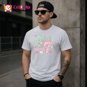 Tricou SIX SEVEN 67 Inimi Pastel Dragut, din bumbac 100%, tricou alb, Copii | Dama | Barbat