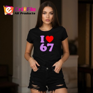 Tricou SIX SEVEN 67 Iubesc Numarul 67, din bumbac 100%, tricou negru, Copii | Dama | Barbat - Img 3