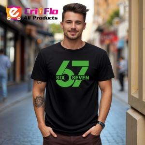 Tricou SIX SEVEN 67 Logo Verde Minimal, din bumbac 100%, tricou negru, Copii | Dama | Barbat