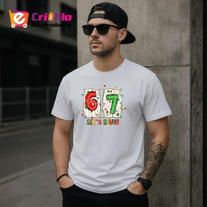 Tricou SIX SEVEN 67 Lumini Craciun, din bumbac 100%, tricou alb, Copii | Dama | Barbat