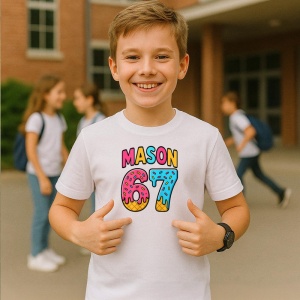Tricou SIX SEVEN 67 Mason Donut Color, din bumbac 100%, tricou alb, Copii | Dama | Barbat