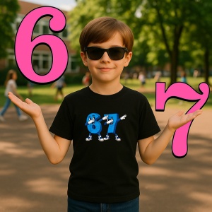 Tricou SIX SEVEN 67 Number Wings Cute Style, din bumbac 100%, tricou negru, Copii | Dama | Barbat - Img 2