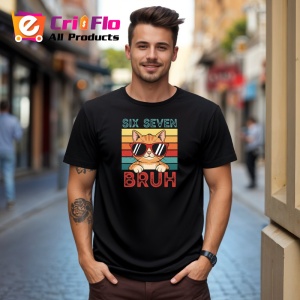 Tricou SIX SEVEN 67 Pisica Bruh Cool, din bumbac 100%, tricou negru, Copii | Dama | Barbat - Img 3
