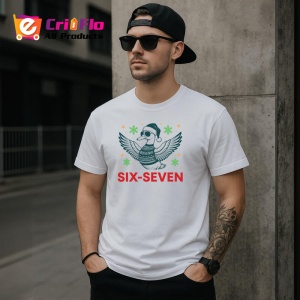Tricou SIX SEVEN 67 Rata cool Craciun Festiv, din bumbac 100%, tricou alb, Copii | Dama | Barbat