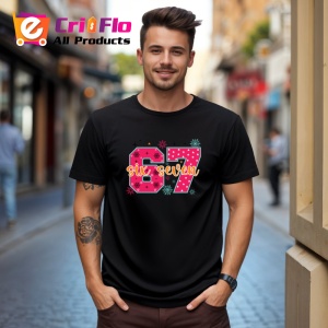 Tricou SIX SEVEN 67 Roz Festiv Craciun, din bumbac 100%, tricou negru, Copii | Dama | Barbat - Img 2