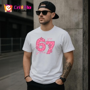 Tricou SIX SEVEN 67 Roz Stele Dragut, din bumbac 100%, tricou alb, Copii | Dama | Barbat - Img 3