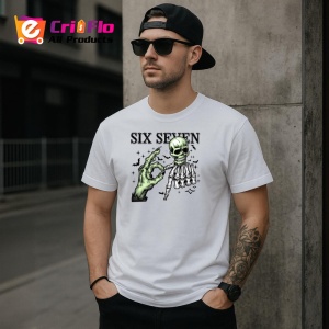 Tricou SIX SEVEN 67 Schelet Rock Style, din bumbac 100%, tricou alb, Copii | Dama | Barbat - Img 3