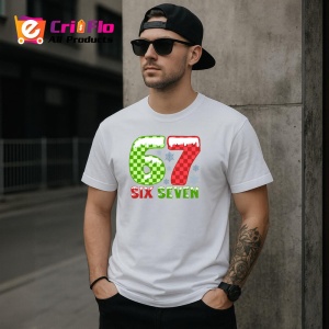 Tricou SIX SEVEN 67 Verde Rosu Clasic, din bumbac 100%, tricou alb, Copii | Dama | Barbat - Img 2