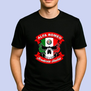 Tricou Skull Cu Text Alfa Romeo | Unisex Dama si Barbat