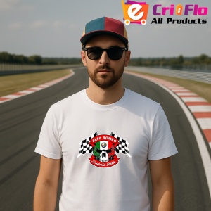 Tricou Skull Cu Text Si Steaguri Alfa Romeo | Unisex Dama si Barbat - Img 2
