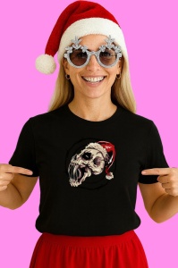 Tricou Skull Santa Hat, din bumbac 100% Copii | Dama | Barbat