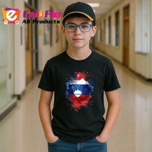 Tricou Slovenia Steag Splash Art, Copii | Dama | Barbat, culoare negru - Img 9