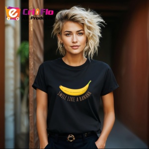 Tricou Smile Like A Banana Ilustratie Banana Galbena, din bumbac 100%, tricou negru Copii | Dama | Barbat - Img 8