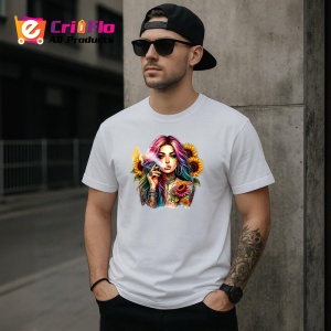 Tricou smoking girl floral tattoo, fata care fumeaza cu tatuaj floral, Copii | Dama | Barbat - Img 4