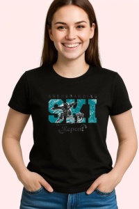 Tricou Snowboarding Ski Repeat Design Iarna V1, din bumbac 100%, tricou negru Copii | Dama | Barbat - Img 3