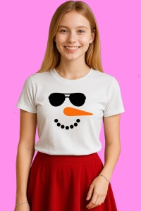 Tricou Snowman Fata V3, din bumbac 100%, tricou alb, Copii | Dama | Barbat - Img 3