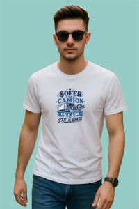 Tricou Sofer De Camion Nu E Job E Stil De Viata V1, din bumbac 100% , tricou alb pentru Barbat - Img 2