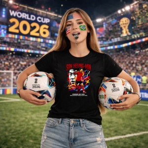 Tricou Son Heung Min South Korea World Cup Fifa 2026, din bumbac 100%, tricou negru, Copii | Dama | Barbat - Img 9