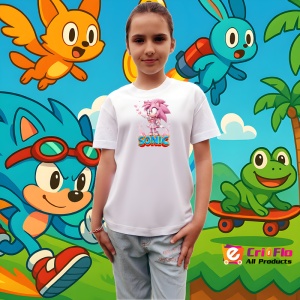 Tricou Sonic Amy - Zambet Roz Copii | Dama | Barbat - Img 4