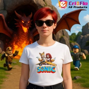 Tricou Sonic Tails si Knuckles - Mecanici Zburatori Copii | Dama | Barbat - Img 11