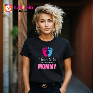 Tricou Soon To Be Mommy Roz, din bumbac 100%, tricou negru, Dama | Barbat - Img 3