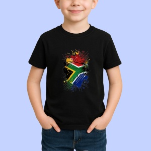 Tricou South Africa Steag Splash Art, Copii | Dama | Barbat, culoare negru - Img 2