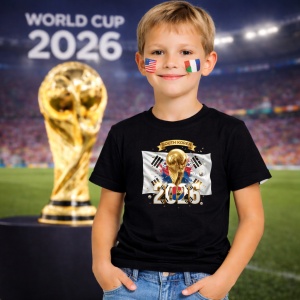 Tricou South Korea World Cup 2026 Fifa V2, din bumbac 100%, tricou negru, Copii | Dama | Barbat - Img 5