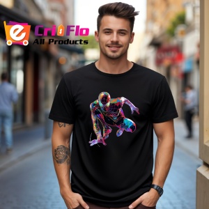 Tricou Spiderman in stil graffiti portret artistic Copii | Dama | Barbat, culoare negru - Img 6
